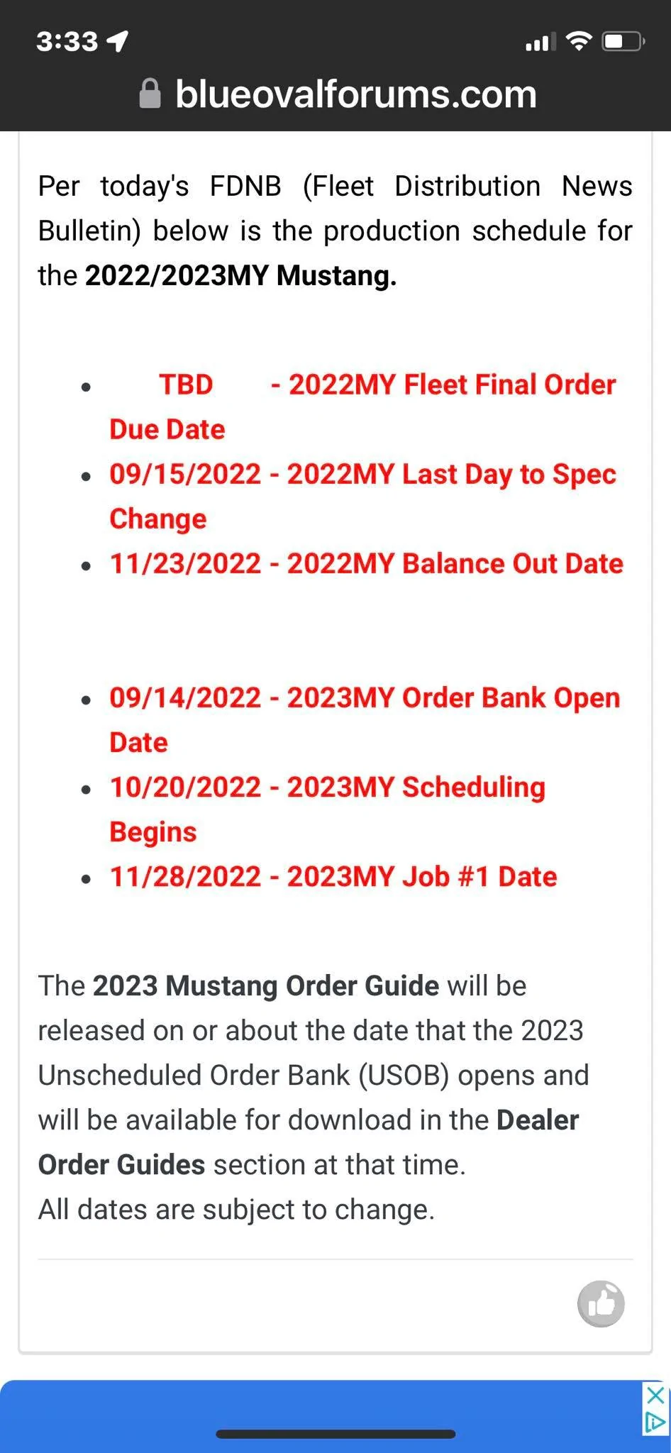 S650 Mustang '23 & '24MY 2023 Model Year Dates