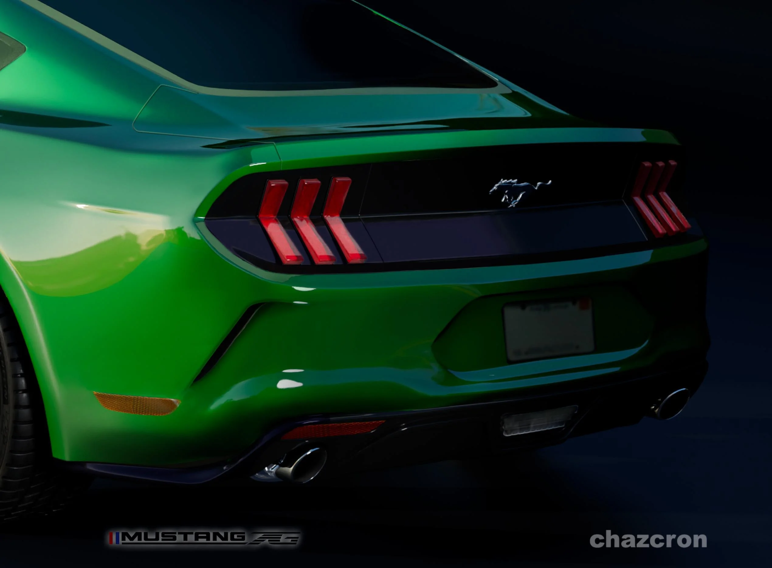 S650 Mustang chazcron weighs in... 7th gen 2023 Mustang S650 3D model & renderings in several colors! RearVI