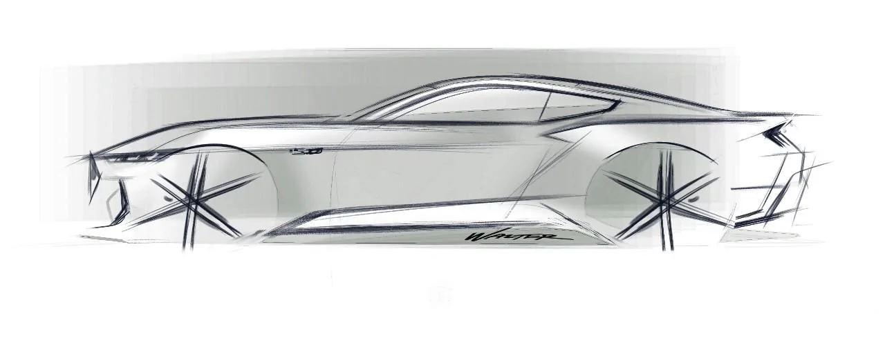 S650 Mustang S650 Mustang Design Sketches, Proposals, Modeling (Exterior + Interior) Side View gesture_C. Walter