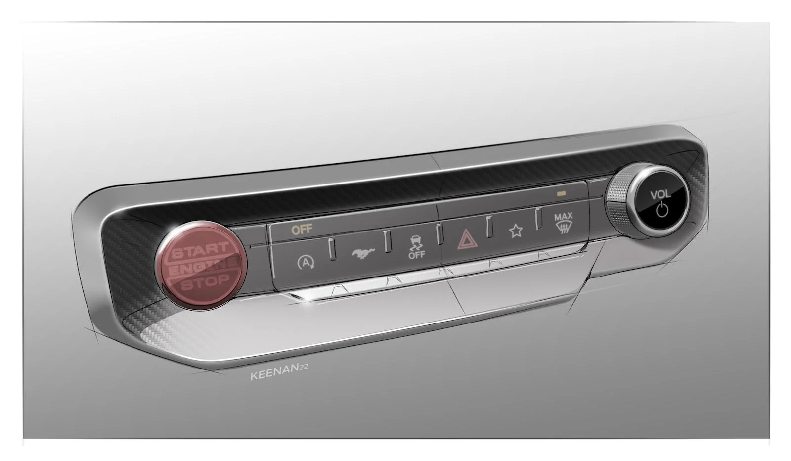S650 Mustang S650 Mustang Design Sketches, Proposals, Modeling (Exterior + Interior) 7GEN MUSTANG_Audio_ICP_Press_Rendering