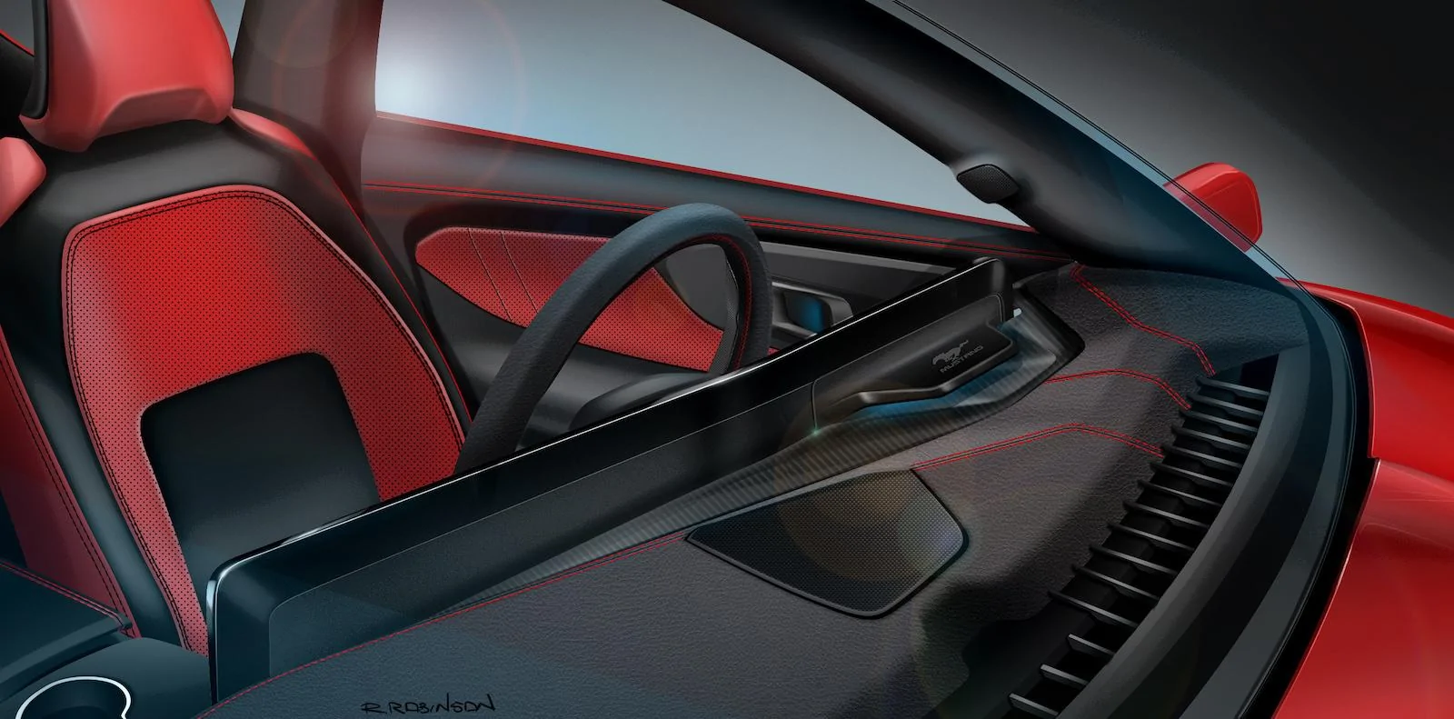 S650 Mustang S650 Mustang Design Sketches, Proposals, Modeling (Exterior + Interior) rear screen cover rend DAY