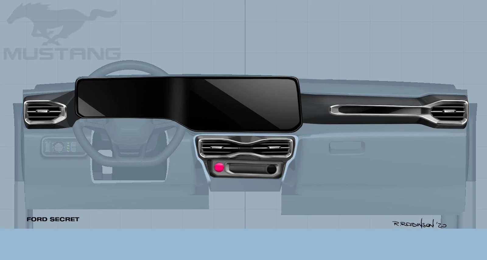 S650 Mustang S650 Mustang Design Sketches, Proposals, Modeling (Exterior + Interior) rear view ren