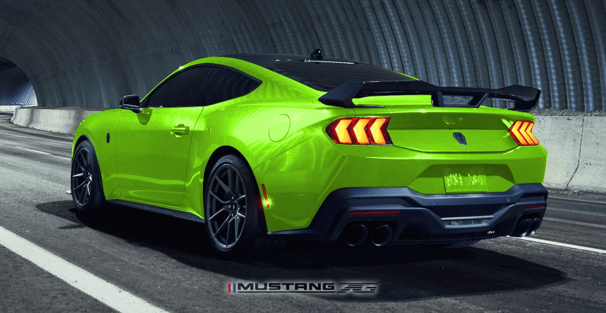 S650 Mustang Dark Horse Mustang in more colors - renderings grabberlimeish rear
