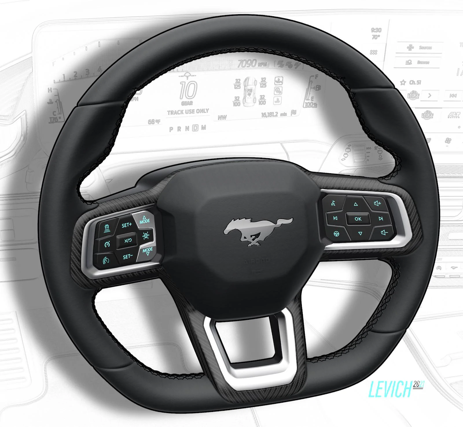 S650 Mustang S650 Mustang Design Sketches, Proposals, Modeling (Exterior + Interior) Steering Wheel 3