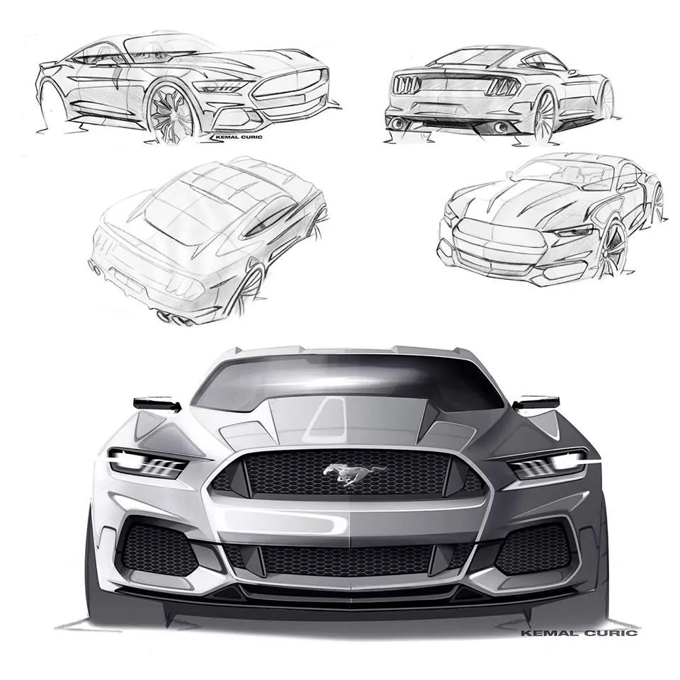 S650 Mustang Video: Dark Horse S650 shown to assembly workers w/ headlights animation, cold start and revving sounds 2015mustangsketch1-jpg