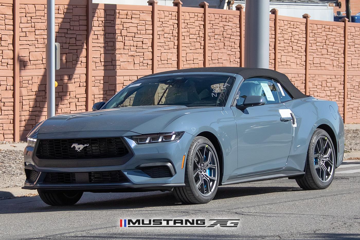 S650 Mustang 2024 Mustang EcoBoost Convertible Spied in Vapor Blue w/Blue Brembos 2024-mustang-convertible-ecoboost-vapor-blue-s650-2