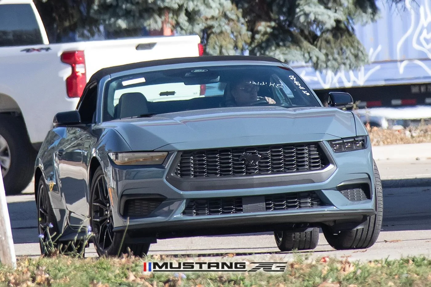S650 Mustang 2024 Mustang EcoBoost Convertible Spied in Vapor Blue w/Blue Brembos 2024-mustang-convertible-ecoboost-vapor-blue-s650-8