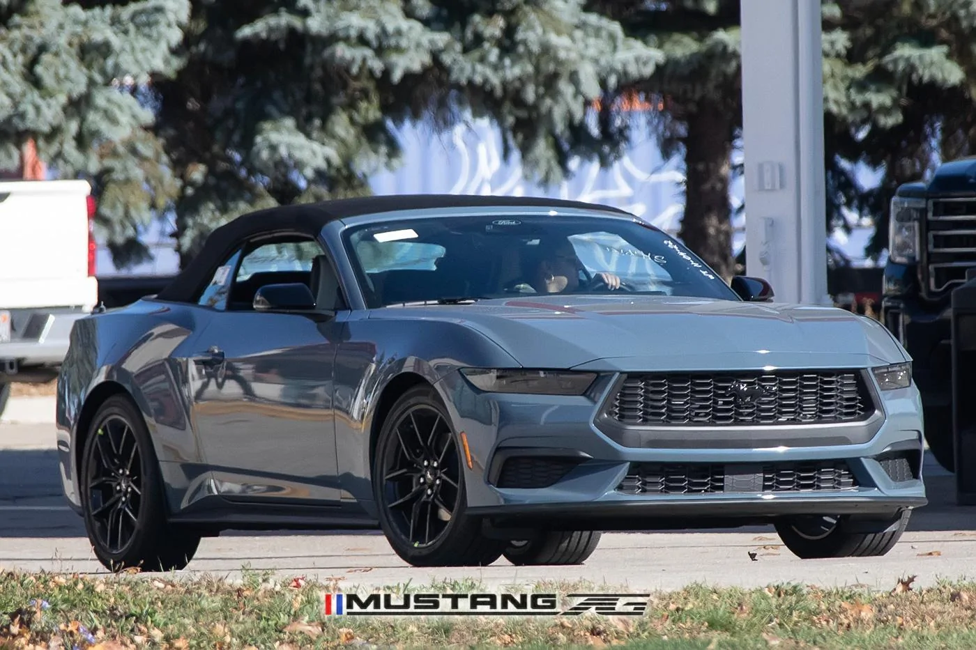 S650 Mustang 2024 Mustang EcoBoost Convertible Spied in Vapor Blue w/Blue Brembos 2024-mustang-convertible-ecoboost-vapor-blue-s650-9