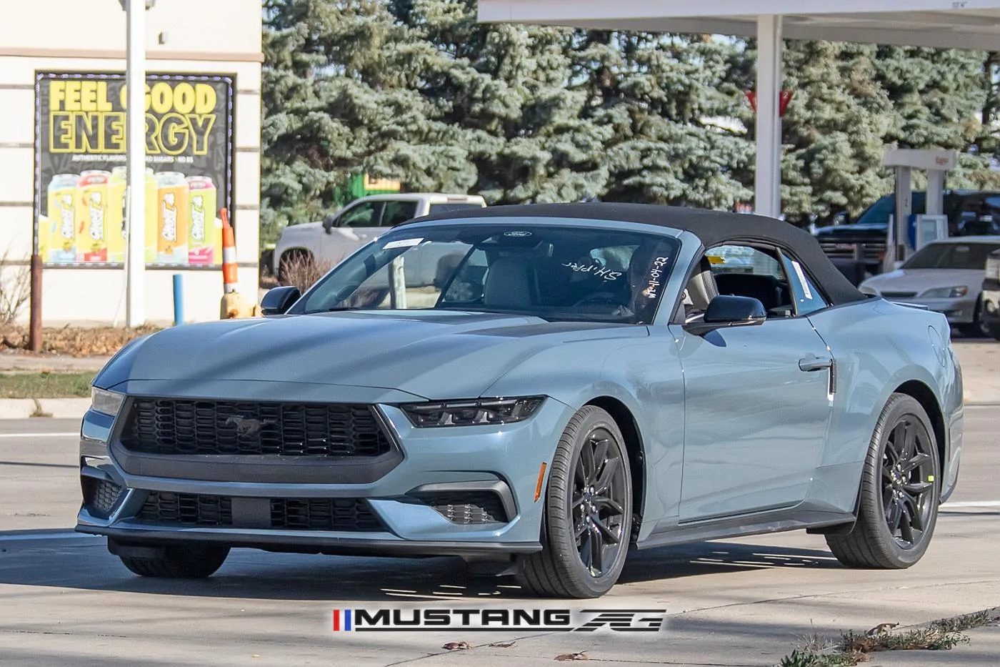 S650 Mustang 2024 Mustang EcoBoost Convertible Spied in Vapor Blue w/Blue Brembos 2024-mustang-convertible-ecoboost-vapor-blue-s650-12