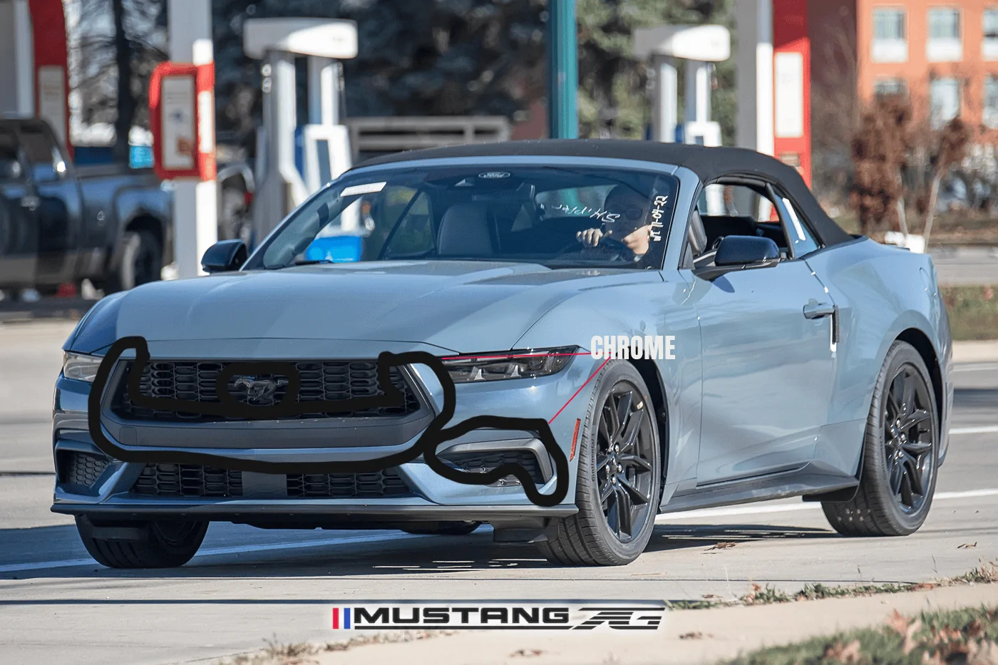 S650 Mustang 2024 Mustang EcoBoost Convertible Spied in Vapor Blue w/Blue Brembos 2024-mustang-convertible-ecoboost-vapor-blue-s650-11
