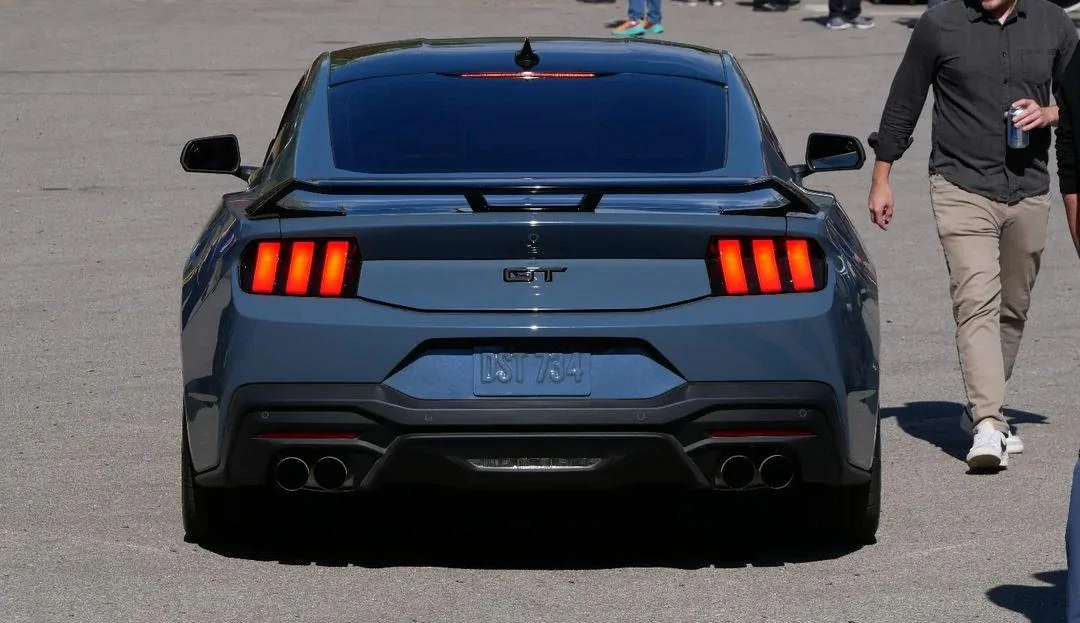 S650 Mustang Shadow Black Dark Horse and Grabber Blue Mustang GT S650 spotted at Flat Rock Assembly Plant Vapor Blue Mustang GT S650 rear