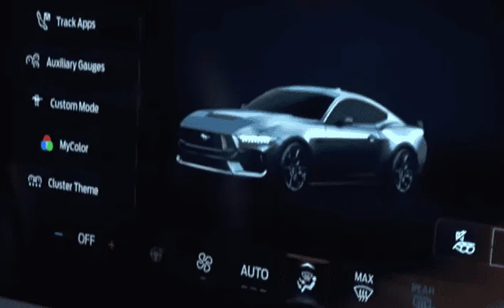 S650 Mustang New 2024 Mustang Dark Horse details: color-shifting Blue Ember paint, stripe options, interior look 1676549481187