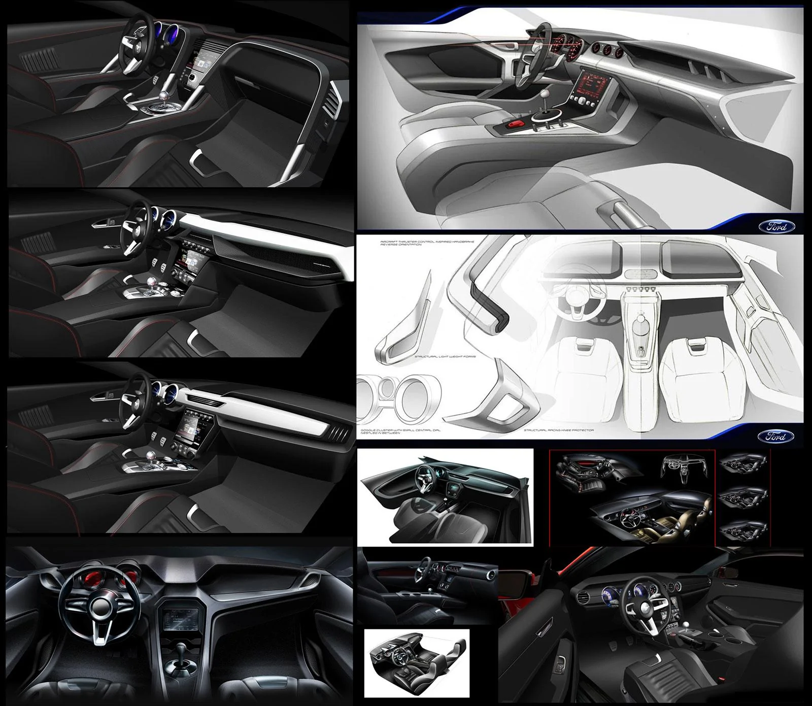 S650 Mustang Hands-on reviews: digital gauge cluster, display screens, SYNC 4 -- which media are calling impressive 02-2015-Ford-Mustang-Interior-design-sketches