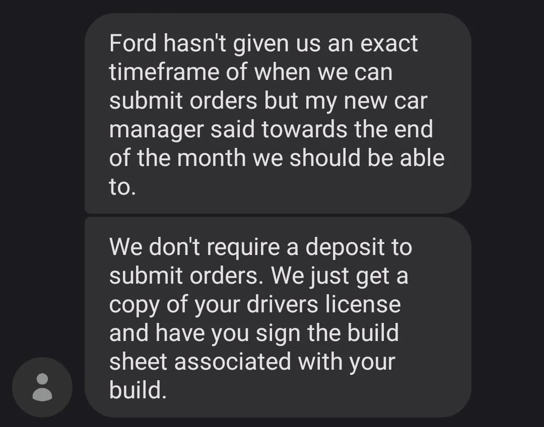 S650 Mustang Order at multiple dealers Screenshot_20230325_220712_Messages