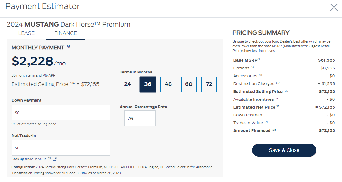 S650 Mustang Official Build & Price for 2024 Mustang just appeared on Ford.com! 1679957115795