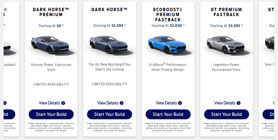 S650 Mustang Official Build & Price for 2024 Mustang just appeared on Ford.com! 1680749741164