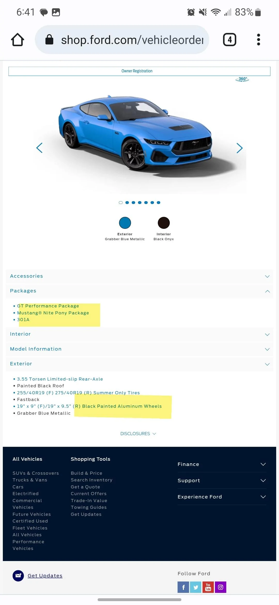 S650 Mustang Ordering Question - Nite Pony Package & Perf. Pack Screenshot_20230428_184151_Chrom