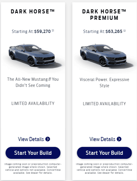 S650 Mustang Price Increase on Dark Horse Premium Model PRICE INCREASE