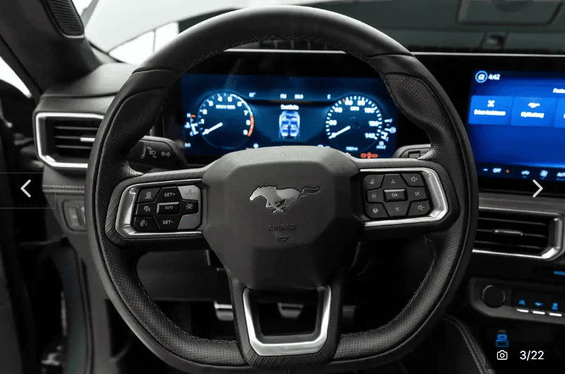 S650 Mustang 2024 Dark Horse on display at dealer "For Sale" (Blue Ember) 1683817999301
