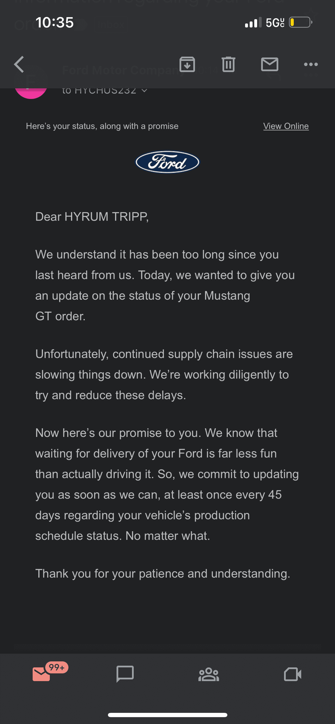 S650 Mustang Just got this email from Ford E990474D-919D-41B7-89E8-A78B5D5F4E2D