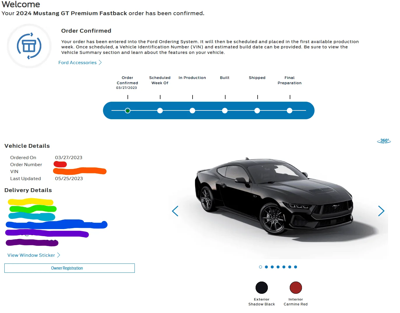 S650 Mustang Post your scheduled production build dates here! 2024 Mustang order confirmation