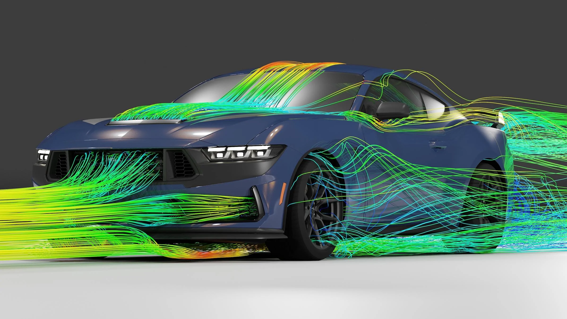 S650 Mustang Mustang Dark Horse Was Shaped by Ford's New Cutting Edge 200 MPH Wind Tunnel Aero visualizations_Mustang Dark Horse_01