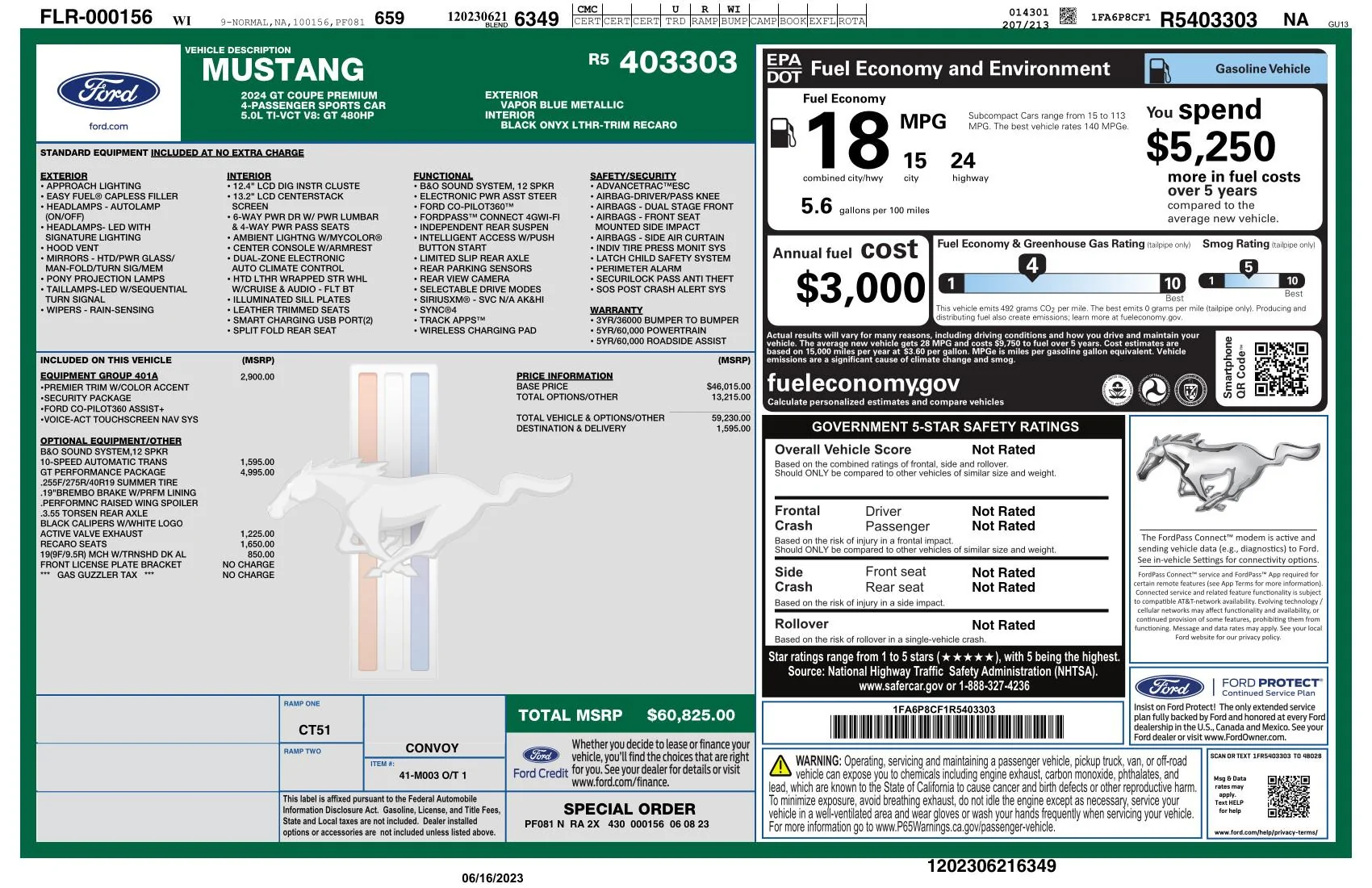 S650 Mustang New  Deliveries Possibly Impacted by Rail Car Shortage windowsticker