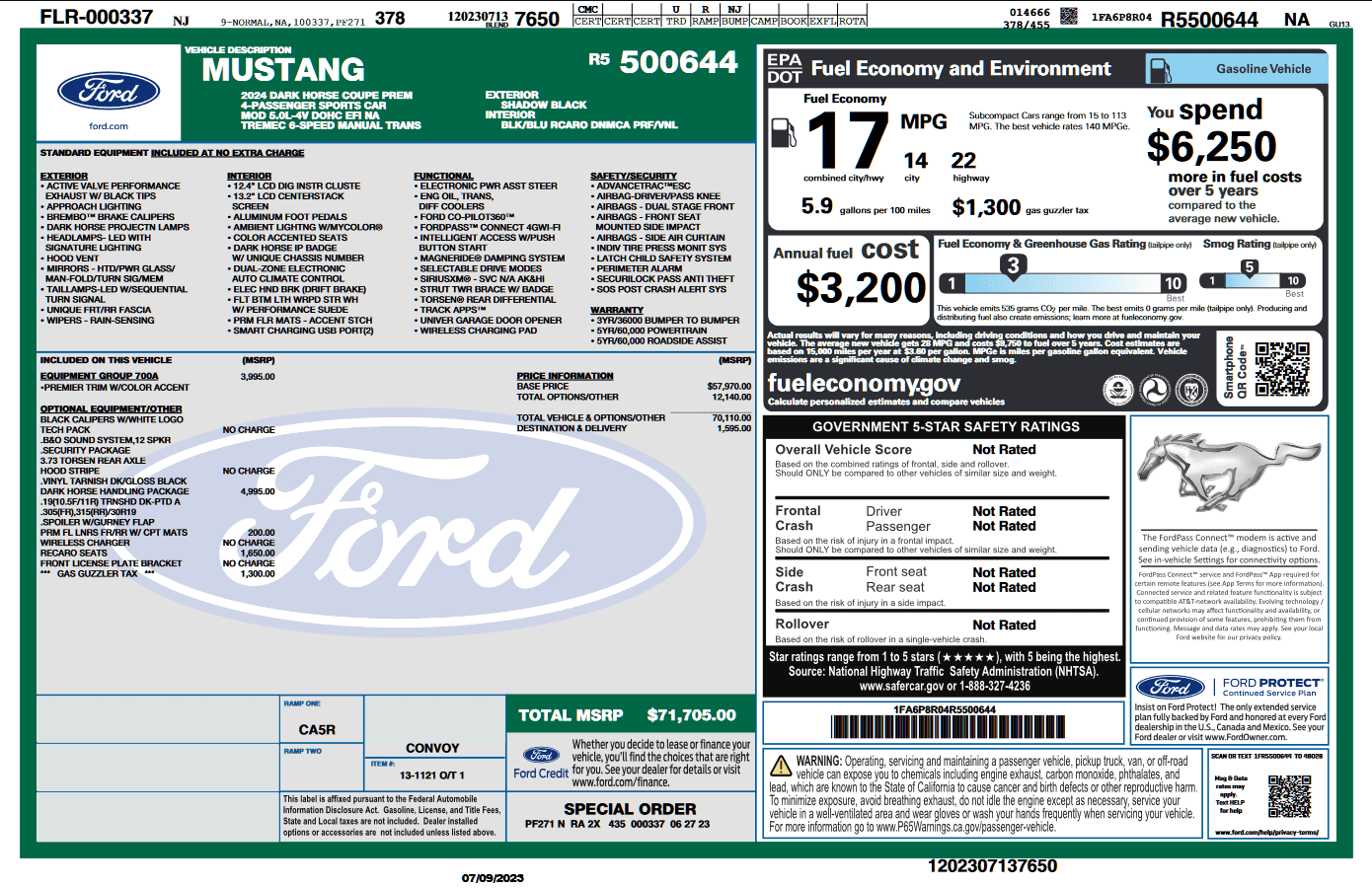 S650 Mustang Apparently this includes the dealer markup.  I would love to see the window sticker 1688958581384