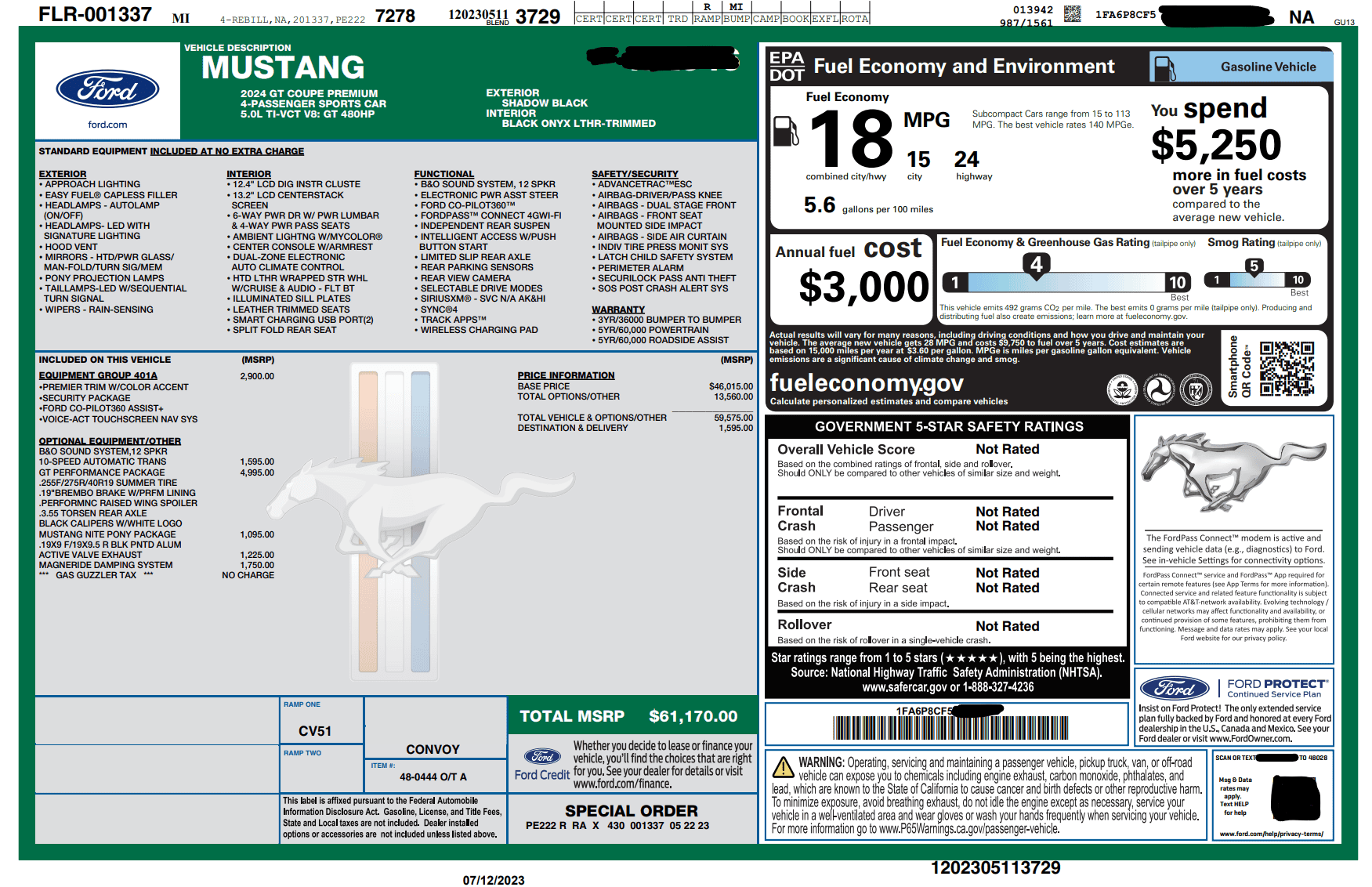 S650 Mustang WINDOW STICKERS Screenshot 2023-07-12 174533