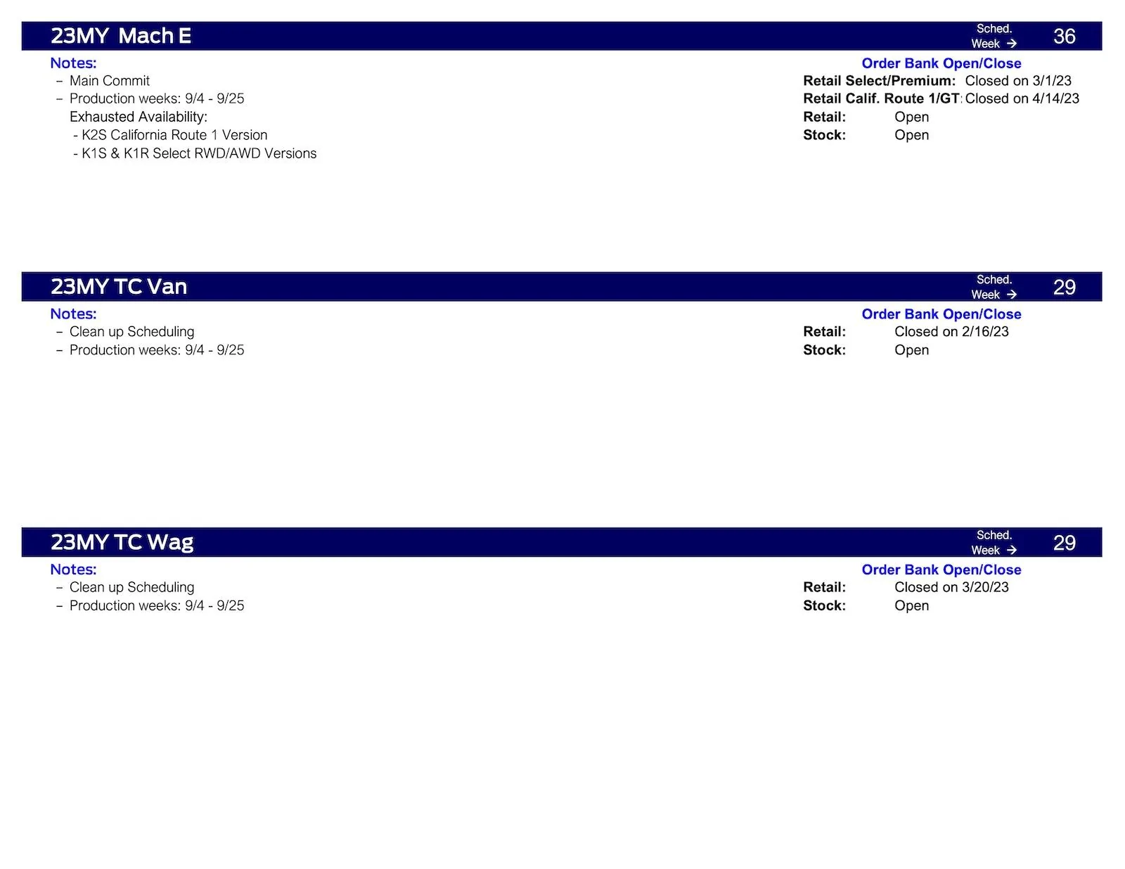 S650 Mustang Mustang Scheduling This Week (7/20/23) for Production Weeks 9/4-9/25 Ford Scheduling Information - 7.17.23-5