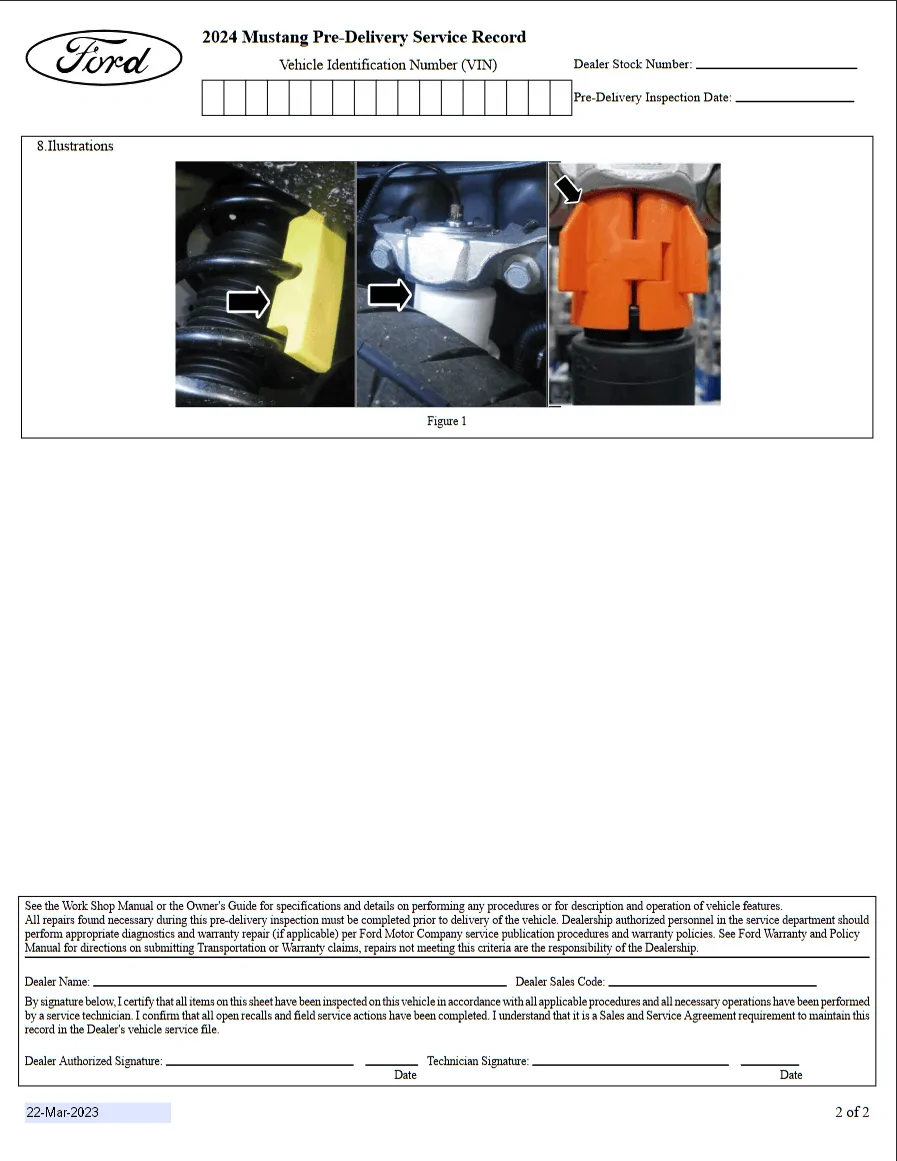 S650 Mustang 2024 Mustang PDI (Pre-Delivery Inspection) Checklist Released 1689730274678