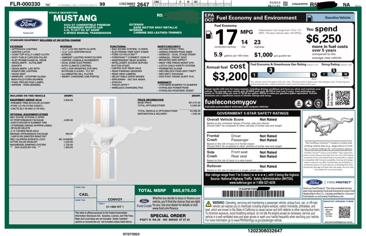 S650 Mustang WINDOW STICKERS IMG_1729
