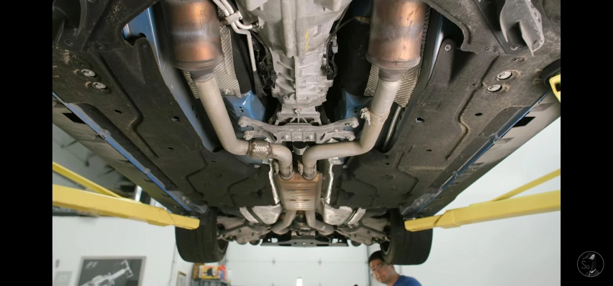 S650 Mustang Underbody photo. Is that an X or H pipe? Screenshot_20230801_210126_YouTu