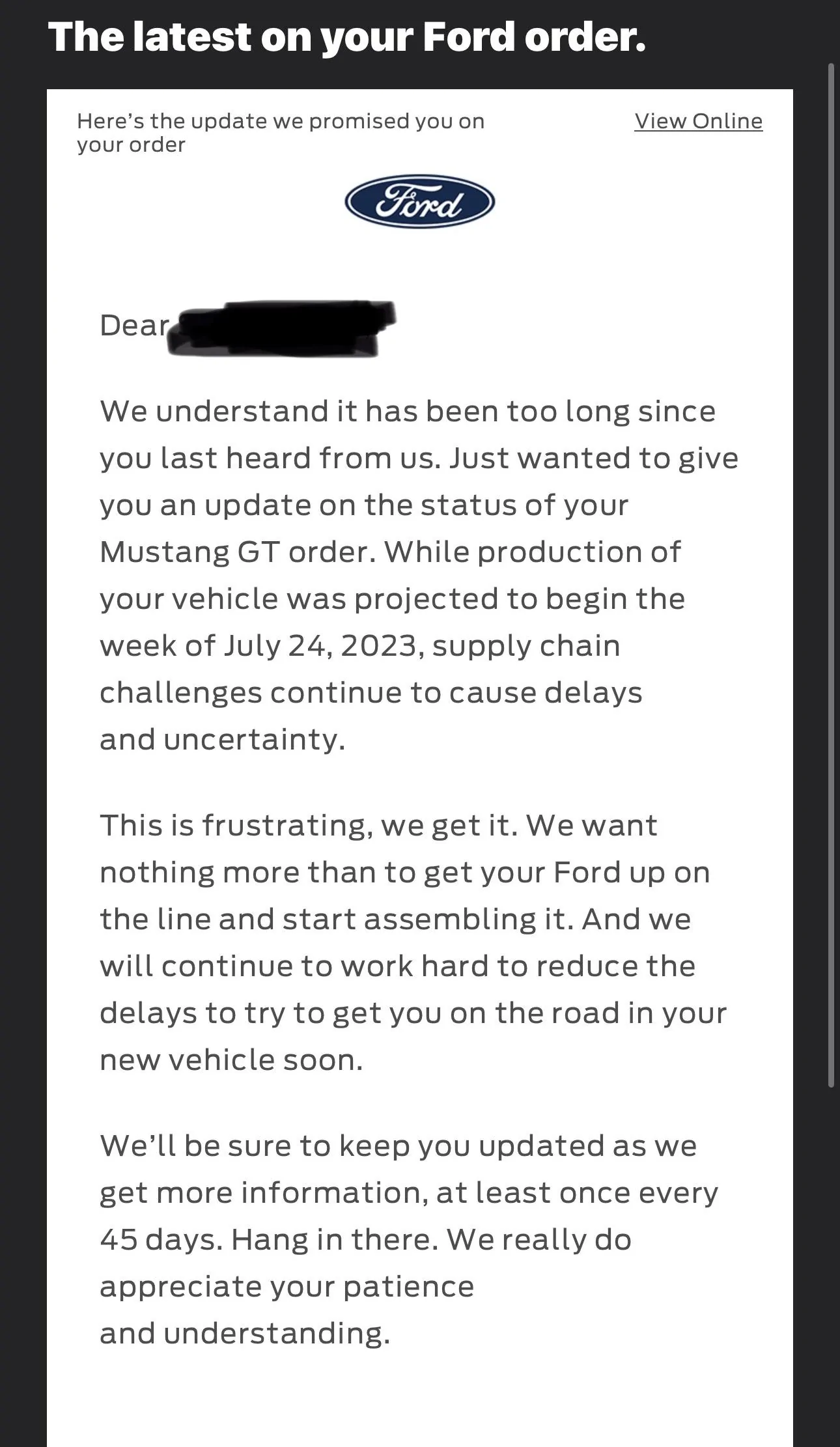S650 Mustang Order update this am IMG_8360