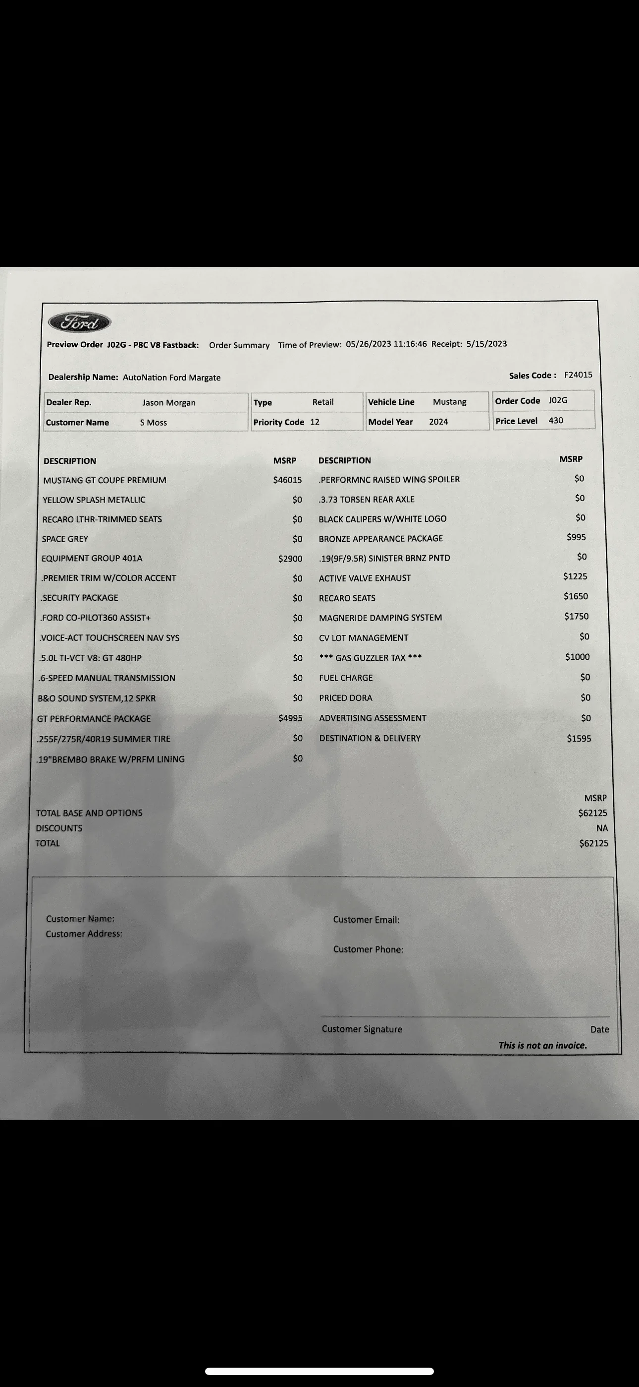 S650 Mustang Order update this am IMG_8090
