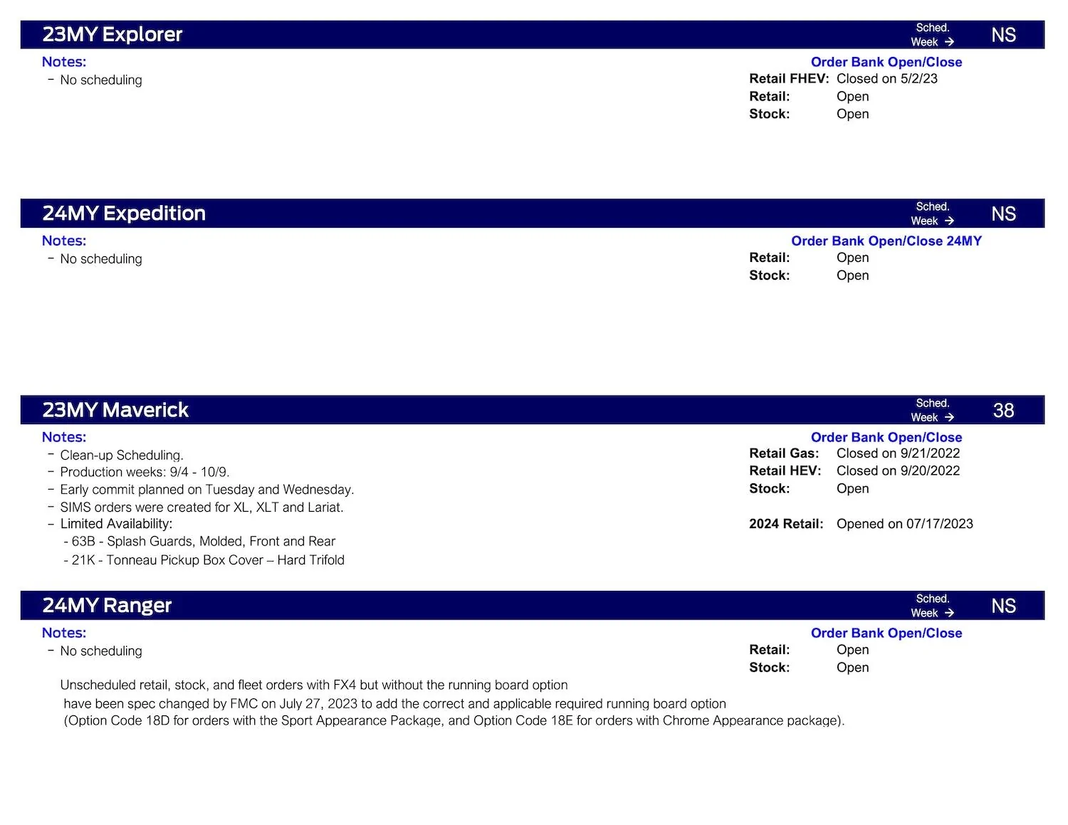 S650 Mustang No Mustang Scheduling This Week (8/10/23) Ford Scheduling Notes 8.7.23-3