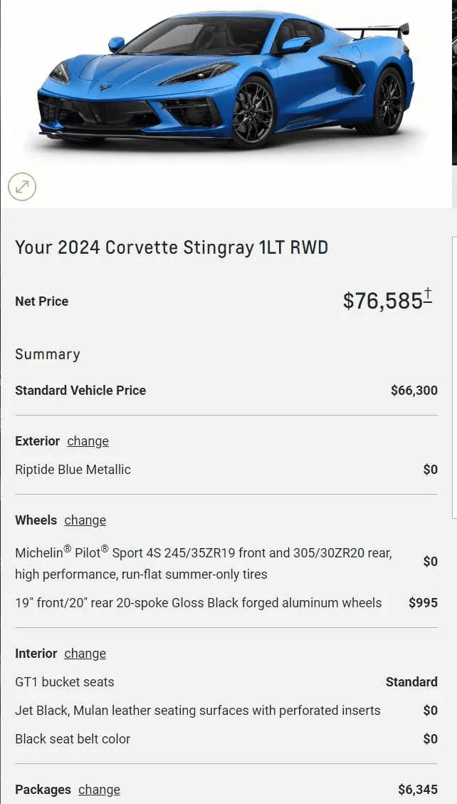 S650 Mustang 2024 fully loaded Mustang DH is going for more than a 5-year-old C7 Corvette. 1692727305944