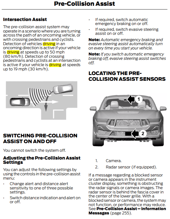 S650 Mustang Front AND rear pre collision sensors 1692974615400
