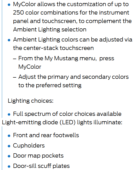 S650 Mustang S650 Approach Detection, Ambient Lighting, Exhaust Sounds, Remote Rev (Video) ambient light options