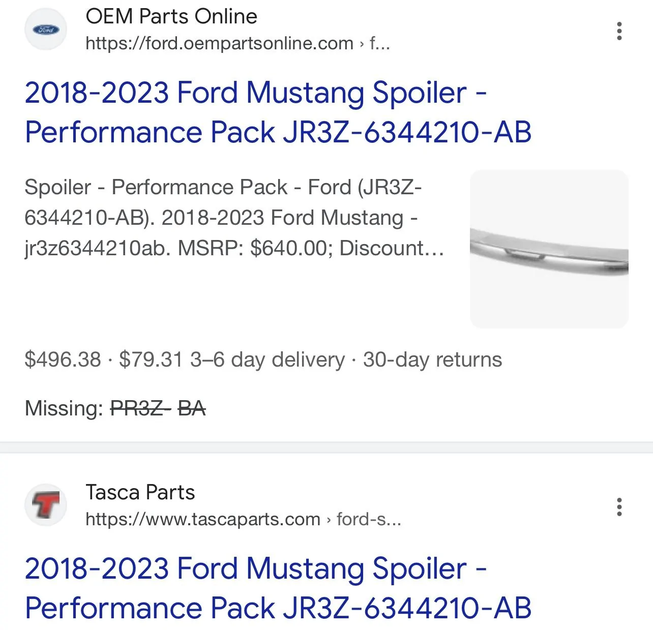 S650 Mustang Performance Pack Spoiler - part number # ? IMG_3031