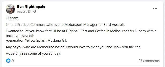 S650 Mustang 2024 Mustang Australia (AU) Pricing and Timing Schedule Captur
