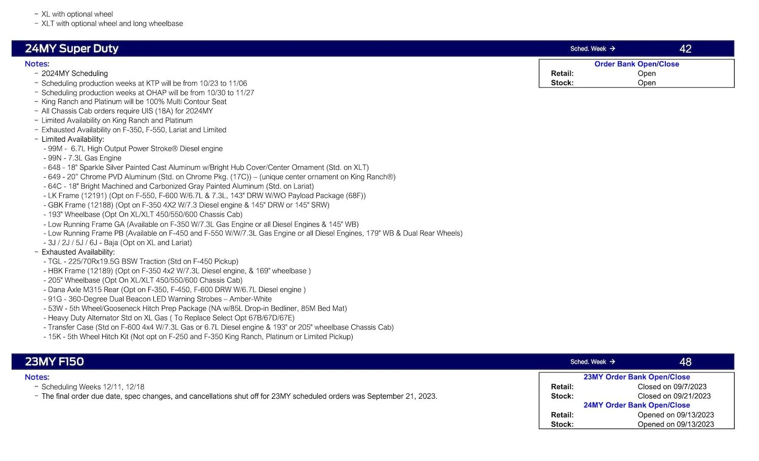 S650 Mustang No Mustang Scheduling This Week (9/28/23) Ford Scheduling Notes - 9.25.23-4