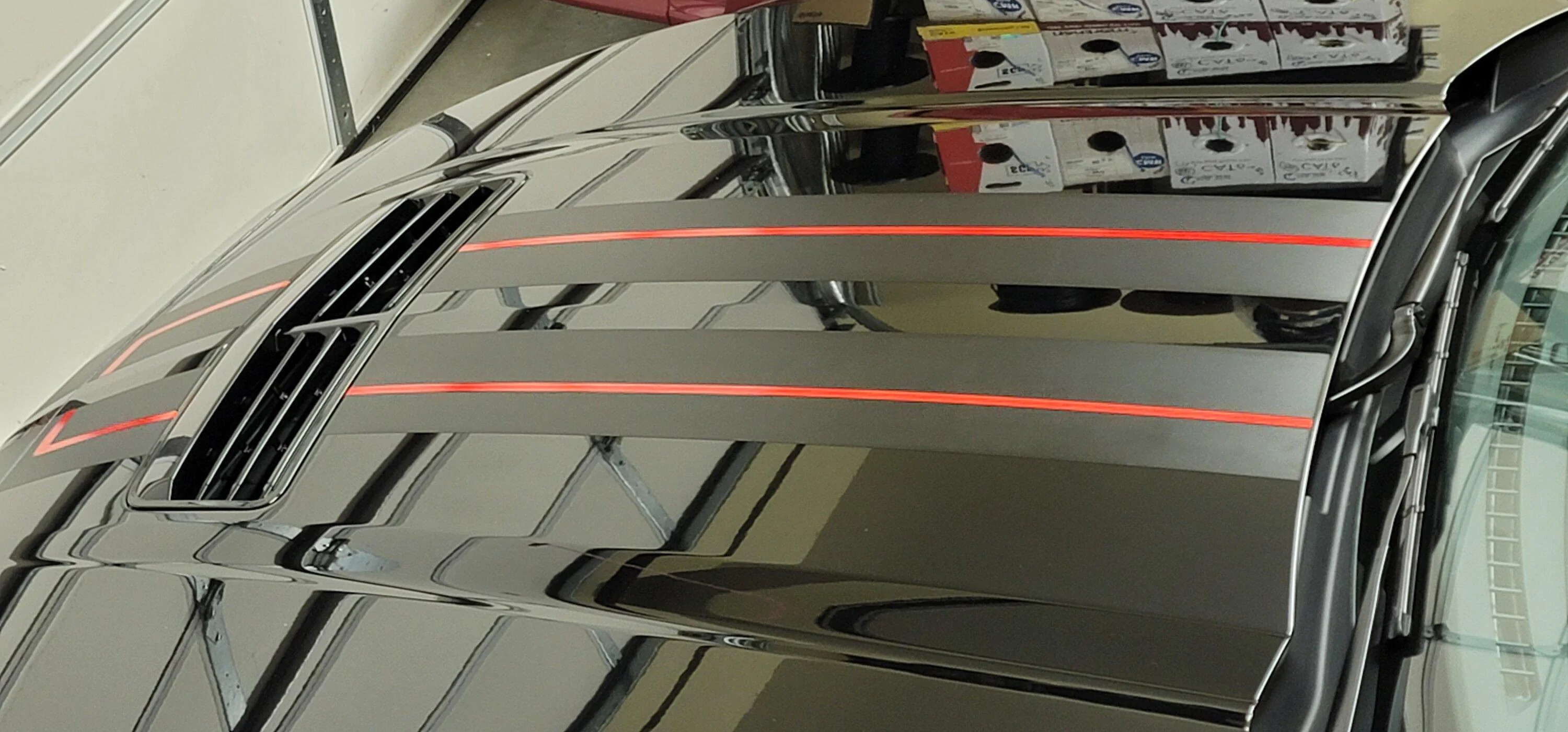 S650 Mustang OEM Racing Stripe Matte Black W/Red Accent 20231010_213543