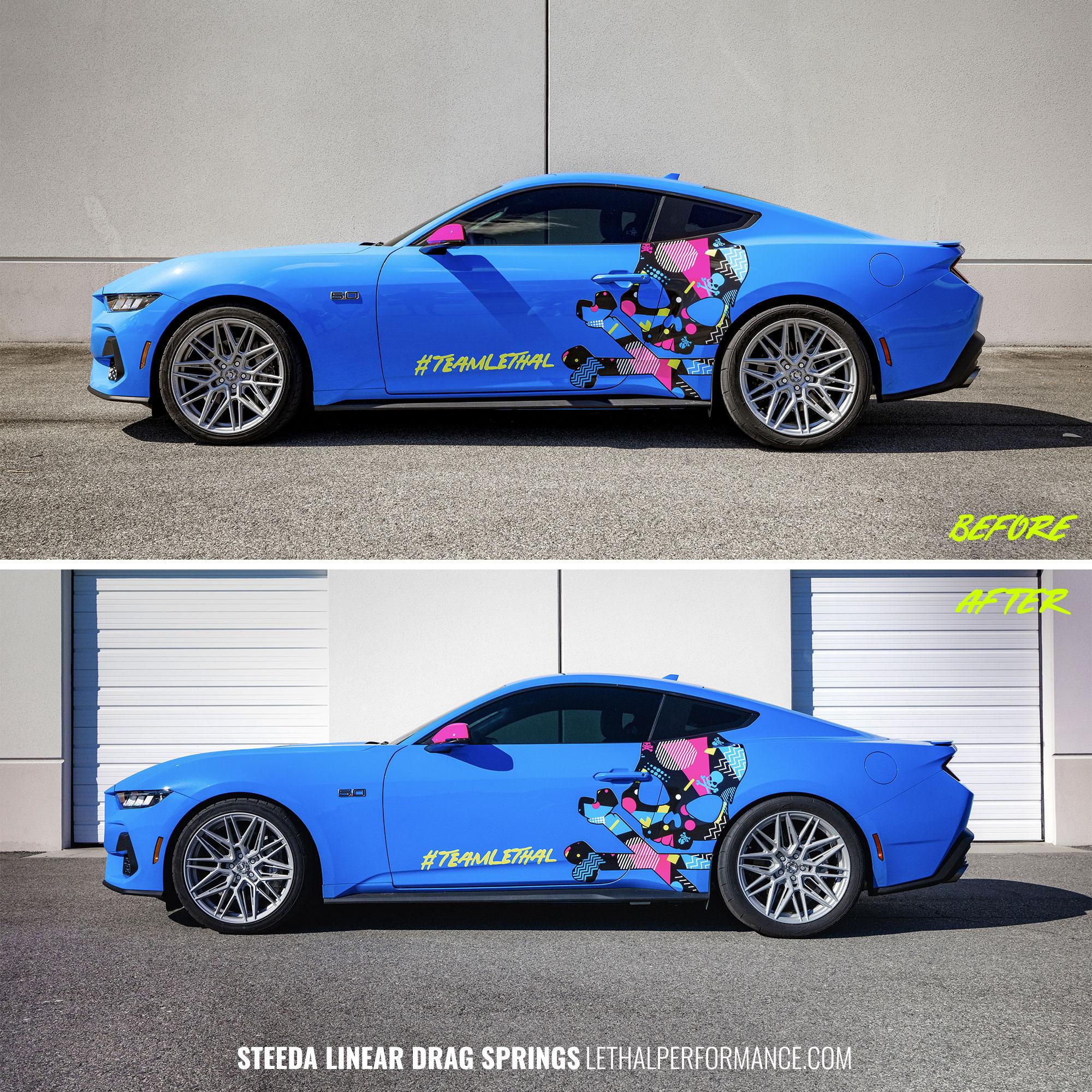S650 Mustang Installed: Steeda Stop The Hop and Linear Drag Springs on our 2024 Mustang GT springsbefore_after