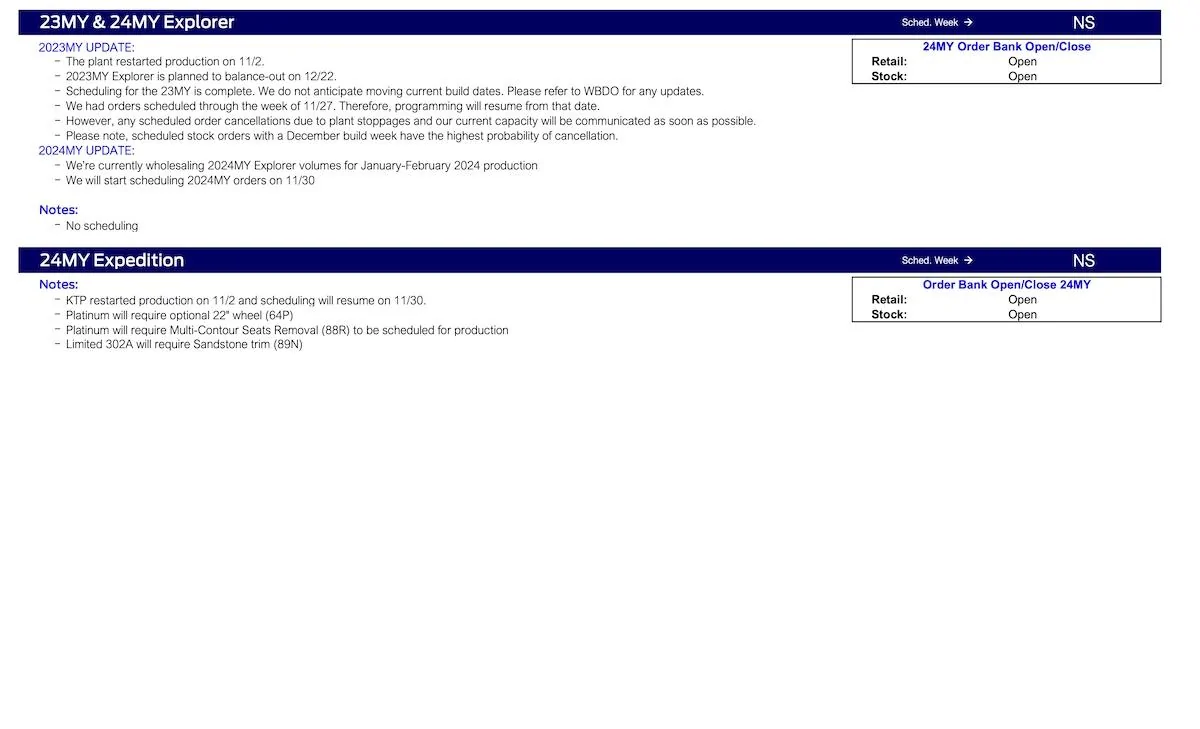 S650 Mustang No Mustang Scheduling This Week (11/9/23) Ford Scheduling Notes - 11.6.23-3