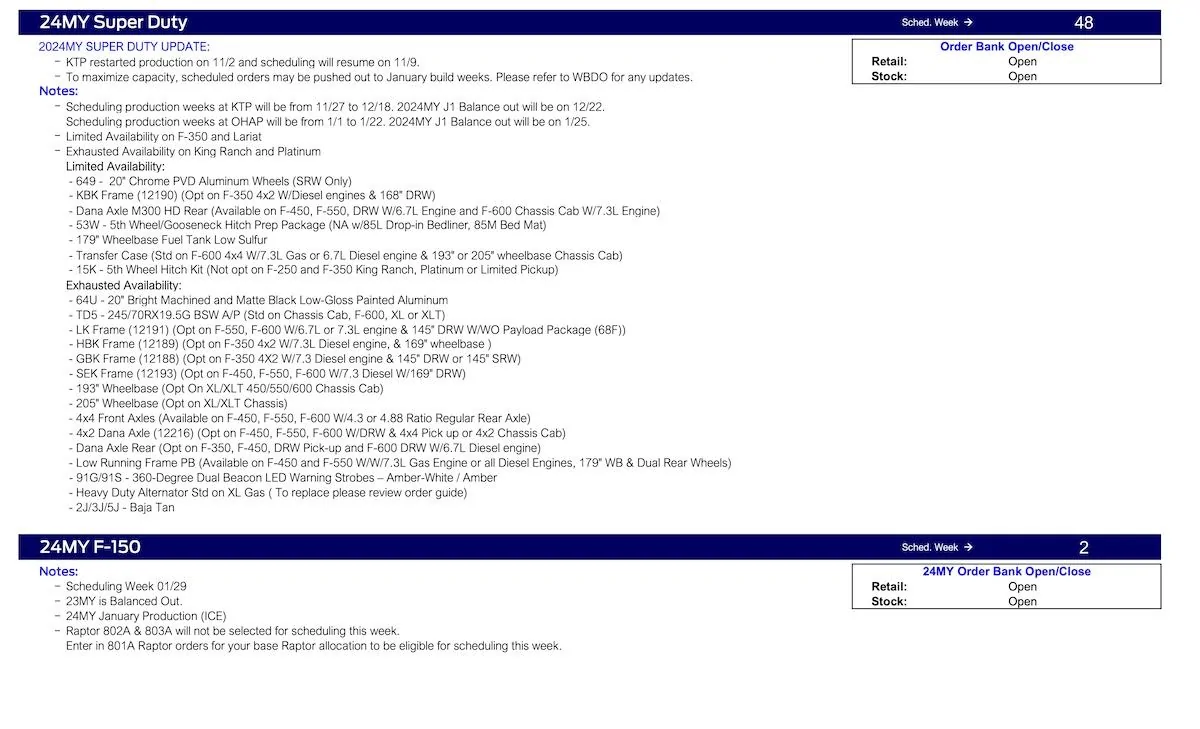 S650 Mustang No Mustang Scheduling This Week (11/9/23) Ford Scheduling Notes - 11.6.23-4