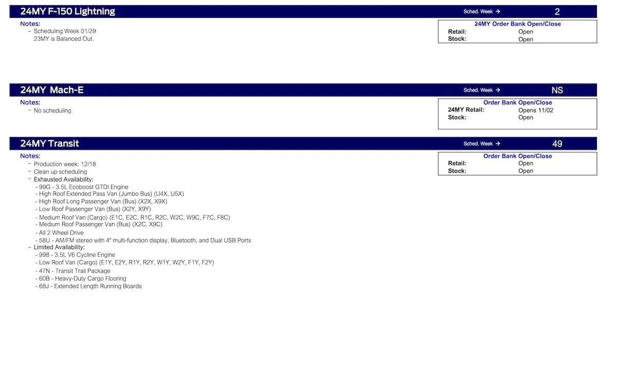 S650 Mustang No Mustang Scheduling This Week (11/9/23) Ford Scheduling Notes - 11.6.23-5