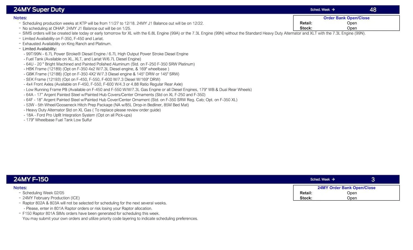 S650 Mustang No Mustang Scheduling This Week (11/16/23) Ford Scheduling Notes - 11.13.23 -4