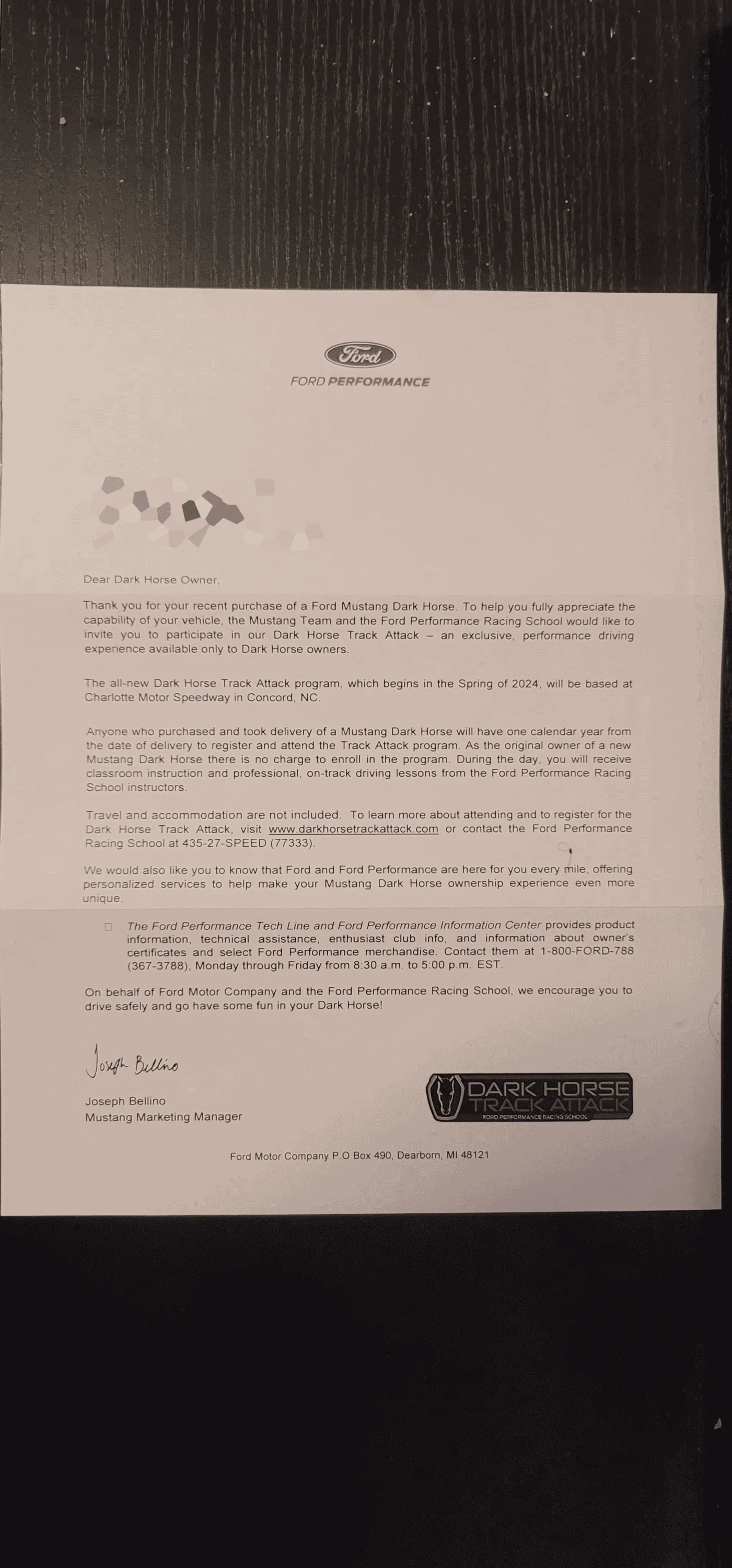 S650 Mustang Got a letter from Ford 1700013193679