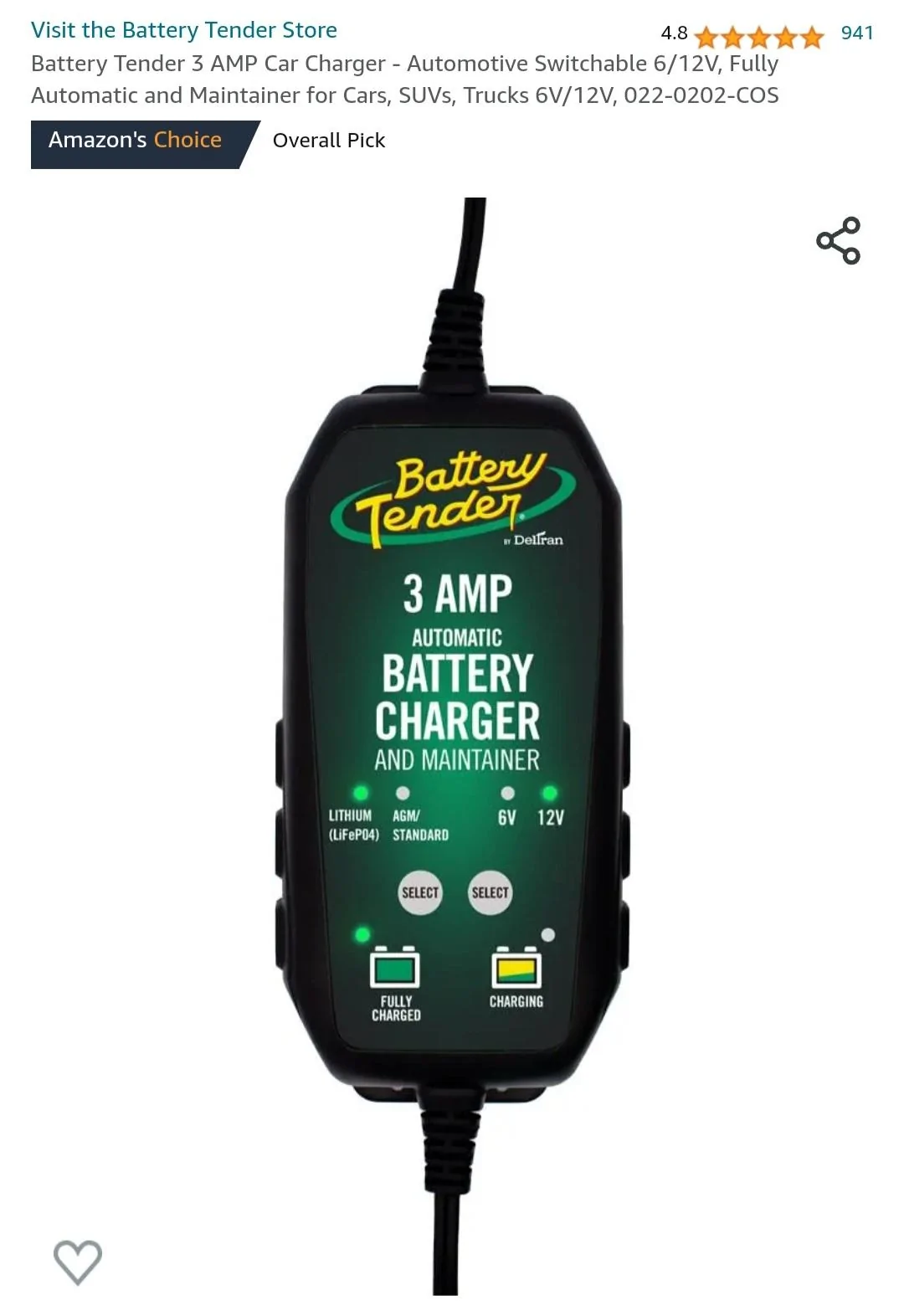 S650 Mustang Trickle charger recommendation for winter storage. Screenshot_20231120_001828_Amazon Shopping